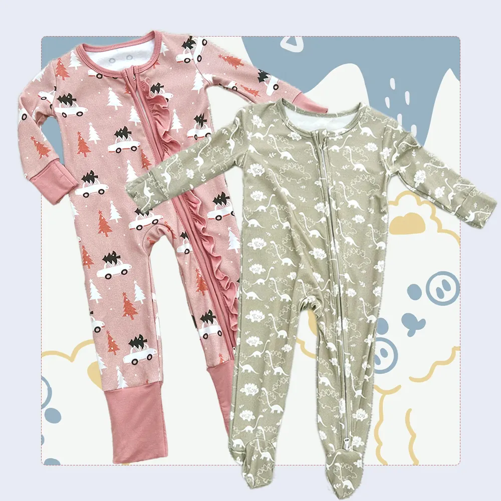 Mildream Jersey Katoenen Baby Jumpsuit Pyjama Bamboe Dwarsliggers Jongen Meisje Kleding Bedrukt Custom Baby Rompertjes