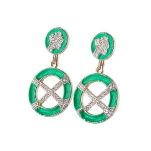 Pendientes de Moda con Diseño Circular en Acero Inoxidable 316L con Baño de Oro PVD y Esmalte Verde - Product Image 2