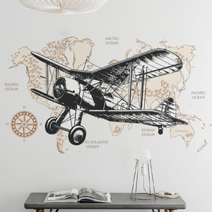Adesivi murali per la decorazione della stanza del bambino, decorazione della parete della camera da letto, adesivi murali, aeroplano creativo - Product Image 6