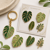 Fabricant Émail Doux Dur Personnalisé Monstera Feuille Plante Porte-clés Épingles Badges Broches Tropicales
