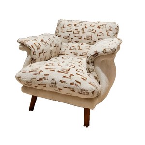 Sillón tipo puf de tela color crema, de patas altas, moderno, para sala de estar o dormitorio - Product Image 5