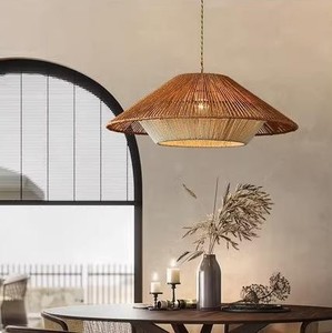 ZG estilo japonés Simple Ratt luces colgantes creativo tejido cuerda de cáñamo araña para comedor/sala de estar o sala de té - Product Image 2