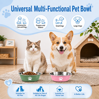 Bol antidérapant en acier inoxydable pour animaux de compagnie avec anneau de base en caoutchouc - Gamelle anti-renversement pour chiens et chats, idéal pour l'alimentation des grands chiens