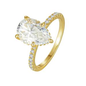 精致的梨形切割5CT VVS GRA Moissanite戒指简单高端925镀银镀金订婚婚约女性饰品 - Product Image 6