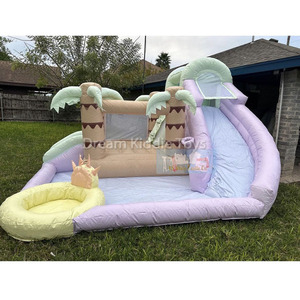 Castello Gonfiabile a Forma <span class=keywords><strong>di</strong></span> Sirena in PVC Pastello con Scivolo e Piscina per Bambini, Combo Casa Rimbalzante da Giardino - Product Image 6