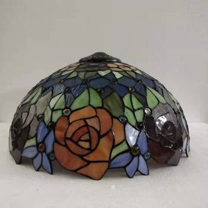 Antique 16'' Rose Stained Glass Tiffany Handmade Middle Size Decorative Table Lamp for Living Room Pendant Lights - Product Image 5