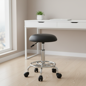Silla <span class=keywords><strong>de</strong></span> Cuero Negra Industrial Moderna ESD, Antiestática <span class=keywords><strong>de</strong></span> PVC OMD YZ-01, Ajustable en Altura, para Uso Comercial, Laboratorio y Comedor - Product Image 2