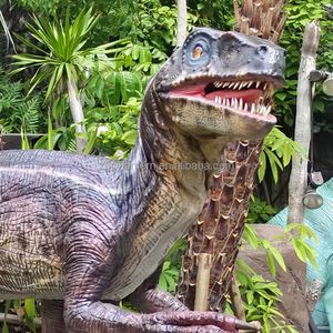 Équipement d'attraction de fête foraine, dinosaures animatroniques Velociraptor grandeur nature réalistes et automatiques pour parc - Product Image 1