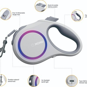 Correa Retráctil Automática Xcho de 5m con Luz LED Blanca, Material ABS Gris para Perros - Product Image 5