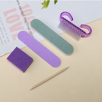 Kit de soin des ongles : Lime à ongles en bois, Bande de polissage, Bâtonnet en bois, Brosse à ongles, Bloc éponge nettoyant – Ensemble de 5 pièces