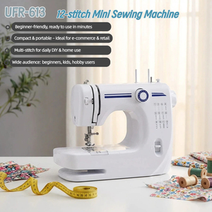 UFR-608A Nueva Máquina de <span class=keywords><strong>Coser</strong></span> Eléctrica Mini de Cama Plana con Puntada de Seguridad, Ligera, para Uso Doméstico, Reparaciones Rápidas, Ojales y Proyectos de Bricolaje - Product Image 2