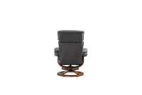 Fauteuil inclinable en tissu de microfibre Chamois Base en bois Fauteuil inclinable Tv pivotant manuel avec pouf