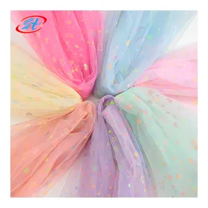 Tecido de tule de organza de malha estampado em ouro, tecido voile de renda dourada luxuosa para casamento, vestido DIY, toalha de mesa para embrulho de presente