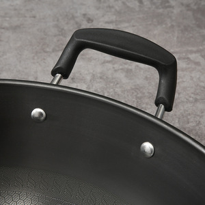 Wok de Acero Inoxidable con Fondo Redondo, 1.2 mm de Grosor, Antiadherente con Diseño de Panal, Doble Asa, Apto para Estufas de Gas, Estilo Hotel - Product Image 1