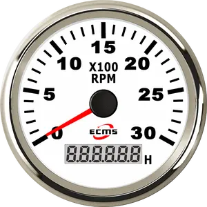 Putih 85mm 3000RPM Instalasi yang Mudah Tachometer RPM Gauge Tachometer untuk Mesin Diesel