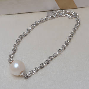 S925 <b>Silver</b> Through-Hole Thick <b>Bracelet</b> for Women 6-13 Pearl DIY Accessory with Empty Tray 3323 Pearl <b>Bracelets</b> & <b>Bangles</b> - Product Image 2