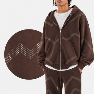 Wholesale Heavyweight Cotton Zip Hoodie Vintage Streetwear Graphic Print Design Premium Logo High Quality Men Hoodie - Product Image 1