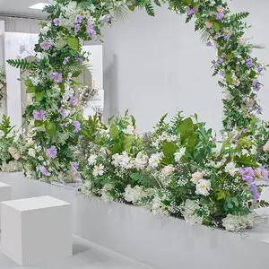 Grosir dekorasi pernikahan buatan bunga mawar lengkungan pernikahan lengkungan bunga buatan latar belakang