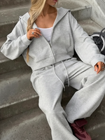 Magnifiques ensembles de survêtements pour femmes avec fermeture éclair et capuche, pantalon rose, ensemble deux pièces, pantalon bleu classique, tenue de sport pour le printemps