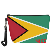 Pochette cosmétique en PU avec drapeau national personnalisé de la Guyane pour les voyages, le rangement des cosmétiques domestiques, les souvenirs culturels et la vente en gros