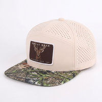 Gorra de Béisbol Snapback de Camuflaje con Visera Plana, 7 Paneles, Logotipo Bordado Personalizado, Impermeable, con Orificios Cortados con Láser, al por Mayor