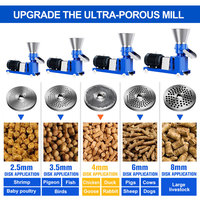 Vente en gros 220v 3/4/6mm Machine à granulés d'alimentation Moulin à granulés à 3 rouleaux Nouvelle machine à granulés pour animaux de ferme Poulet Canard 40-300 kg/H