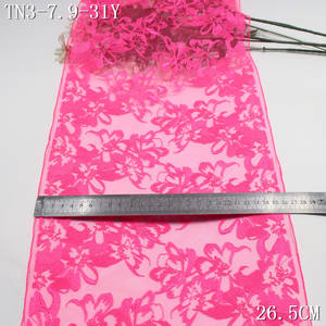 Encaje Bordado Floral <span class=keywords><strong>Rosa</strong></span> Brillante de 26 cm, Diseño Francés Ecológico, Encaje Bordado de Malla para Ropa de Mujer y Lencería - Product Image 3