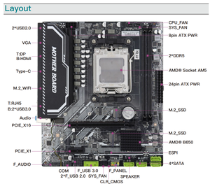 Tarjeta Madre B650 ATX AM5, Placa Base con Soporte para 2*DDR5, Nueva de Fábrica, Doble Canal, para Escritorio - Product Image 3