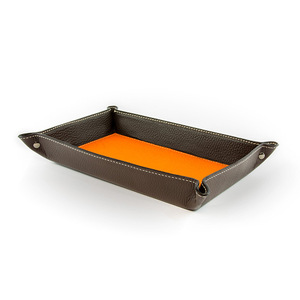 Desktop Leather Storage <b>Tray</b> Rectangle Solid Color <b>Small</b> Item Organizer Key Remote Holder Foldable No Cover - Product Image 5