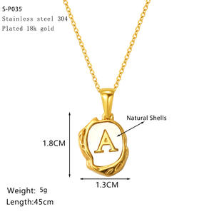 Cool Punk estética joyería de acero inoxidable para Mujeres Nuevo 26 letras iniciales colgante collares de concha estilo de moda - Product Image 4