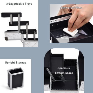 Professional <b>Makeup</b> <b>Case</b> with Mirror Travel <b>Makeup</b> Organizer Box Large 3 Trays Cosmetic Suitcase with Removable Brush Holder - Product Image 3