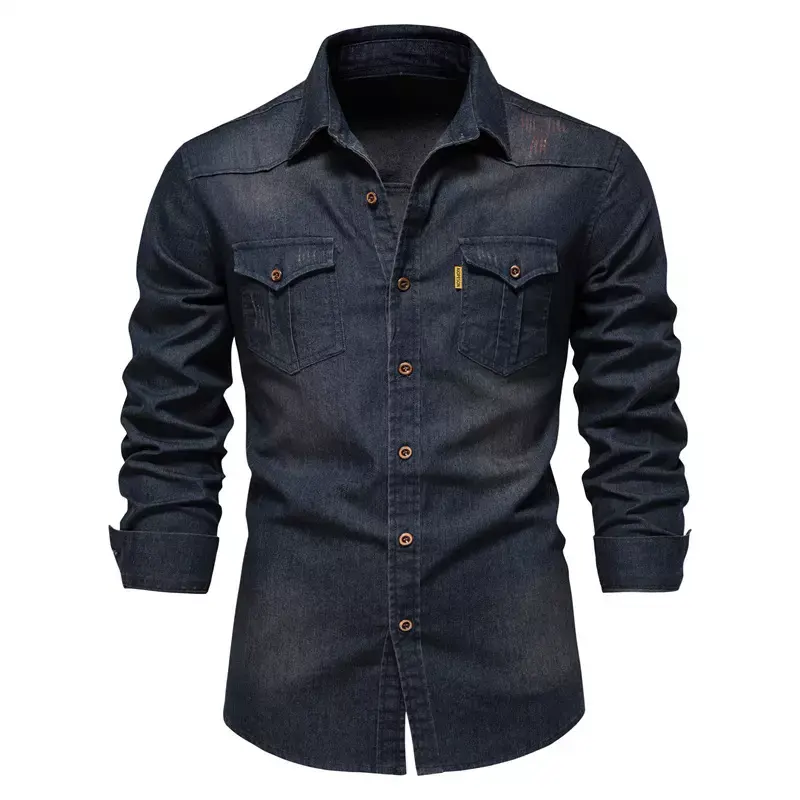 95% cotton 5% spandex men's clothing jeans and shirts men denim shirts jeans shirt