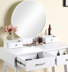 Nordic Bedroom Simple Dressing Table With Mirror White Dressing Table <b>Drawer</b> - Product Image 5