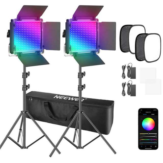 360 Full Color 50w Video Lighting Cri 97 2 Packs 530/ 660 Pro Rgb Led Video Light With App Control Softbox Kit