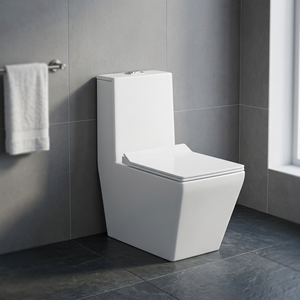 โถสุขภัณฑ์เซรามิกสีขาวแบบชิ้นเดียว ระบบ Washdown แบบ S-Trap พร้อมบิเดต์ - Product Image 1