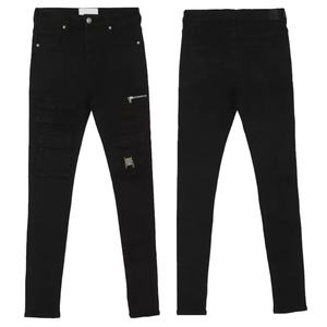 Nouvelle Arrivée Jean Cargo Tactique Noir à Fermeture Éclair et Boucles, Coupe Skinny, Multi-Poches, pour Homme, Style Streetwear - Product Image 4