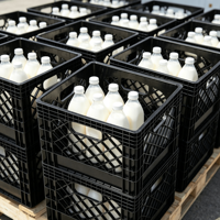 Caisse à lait en plastique robuste de 16 quarts, empilable, ventilée, panier de rangement, conteneur de transport pour supermarché et entrepôt