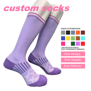 Calcetines de Compresión Personalizados <span class=keywords><strong>con</strong></span> Logotipo, Hasta la Rodilla, para Correr, Ciclismo y Gimnasio, <span class=keywords><strong>con</strong></span> 70% Nailon, 25% Algodón, 5% Elastano, Ajuste Suave y Cómodo - Product Image 1