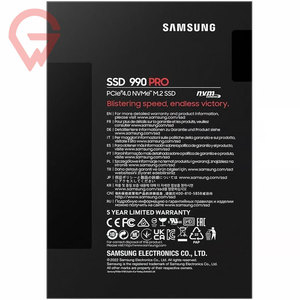 Unidad de estado sólido Samsung 990 PRO MZ-V9P4T0BW M.2 2280 SSD de 4 TB, unidad interna de 2,5 pulgadas SATA PCI Express NVMe - Product Image 3