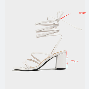 พร้อมส่ง รองเท้าส้นสูงหัวเหลี่ยมเปิดนิ้วเท้า สายรัดข้อเท้า ส้นหนา ช่วยให้ขาดูเรียว แฟชั่นฤดูร้อน 2025  ไอเทมที่ต้องมี - Product Image 6