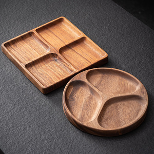 Wooden Compartment <b>Tray</b> Solid Wood 4 Section Dried Fruit <b>Tea</b> Serving Living Room Home Use - Product Image 3
