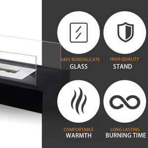 Bahçe dekor için iki tarafı temperli cam ile kare bağlantısız etanol şömine dayanıklı masa şömine - Product Image 4