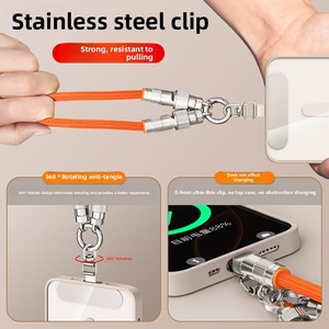 Cordón de teléfono móvil dos en uno, chaqueta de PVC de <span class=keywords><strong>2m</strong></span>, <span class=keywords><strong>Cable</strong></span> de datos de carga Pd66W rápido para <span class=keywords><strong>Apple</strong></span>, cuello colgante, muñeca de carga cruzada - Product Image 2