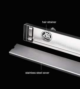 Drain <span class=keywords><strong>de</strong></span> <span class=keywords><strong>sol</strong></span> linéaire moderne en acier inoxydable 304/316 finition polie Insert rectangulaire pour salle <span class=keywords><strong>de</strong></span> bain Sortie latérale décalée à haut débit - Product Image 5