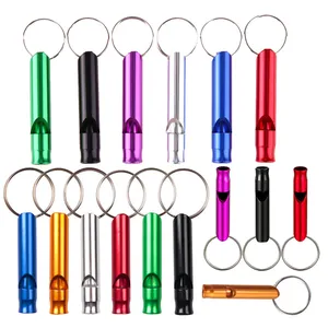 Whistle In Stock Emergency Whistle With Key Ring Safety Mini Aluminum Whistles Keychains With Portable Self Defence Keychain Set