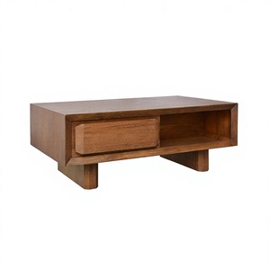 Modern Luxury Solid Wood Drum Coffee Table Large Slatted Pedestal <b>Foldable</b> Portable Easy Clean Natural Oak Finish Handmade 1 - Product Image 1