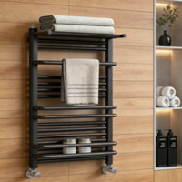 Porte-serviettes chauffant électrique mural blanc pour salle de bain avec thermostat numérique et étagère de rangement