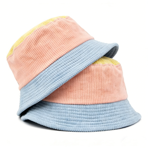 Sombrero de Pescador de Pana para Niños, Color <span class=keywords><strong>Pastel</strong></span> Personalizado al por Mayor, Rosa, <span class=keywords><strong>Amarillo</strong></span>, Azul, Suave, para Otoño e Invierno - Product Image 1