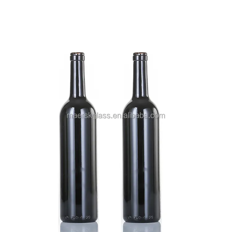 Fabrika fiyat özel etiket çıkartmaları votka cam şişe 750ml cam şişeler siyah buzlu şarap şişesi ile vidalı kapak