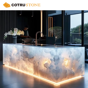 Sang trọng Backlit mờ Onyx nhà bếp <span class=keywords><strong>Countertop</strong></span> hiện đại đá cẩm thạch tự nhiên Đảo cho trang trí nội thất - Product Image 2